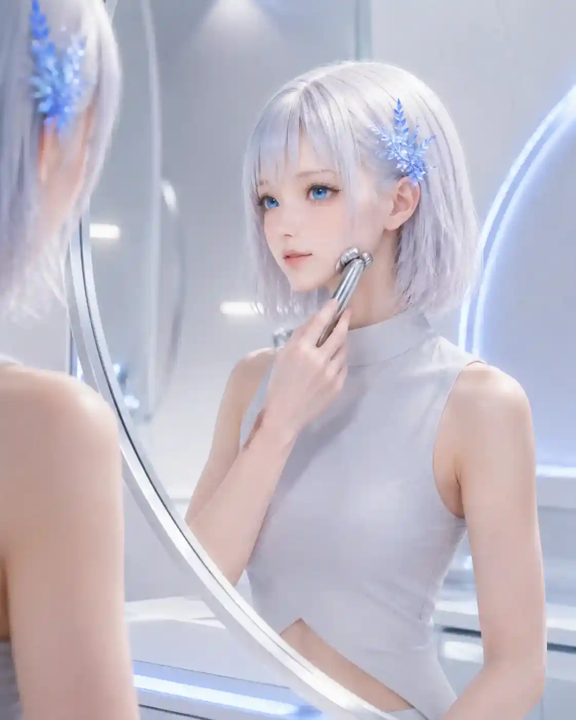 美容スタジオでフェイスケア機器を顎に沿わせるLAPIS
