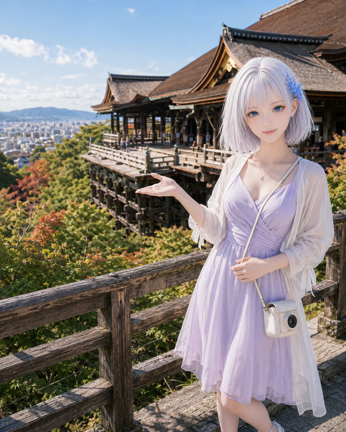 京都の歴史的な寺院と街並みを身振りを交えて紹介するLAPIS