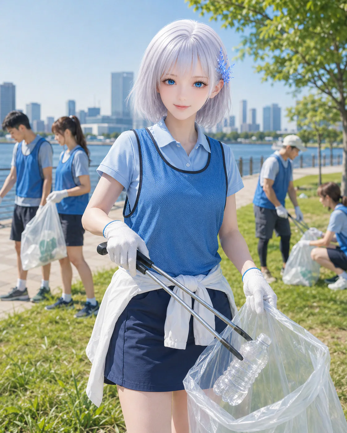 ウォーターフロントの公園で仲間とクリーン作戦に参加するLAPIS