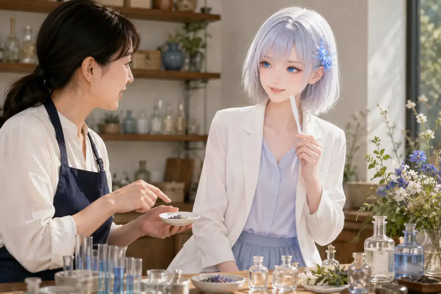 フレグランスアトリエで創業者から香りの素材とブランドの背景を取材するLAPIS