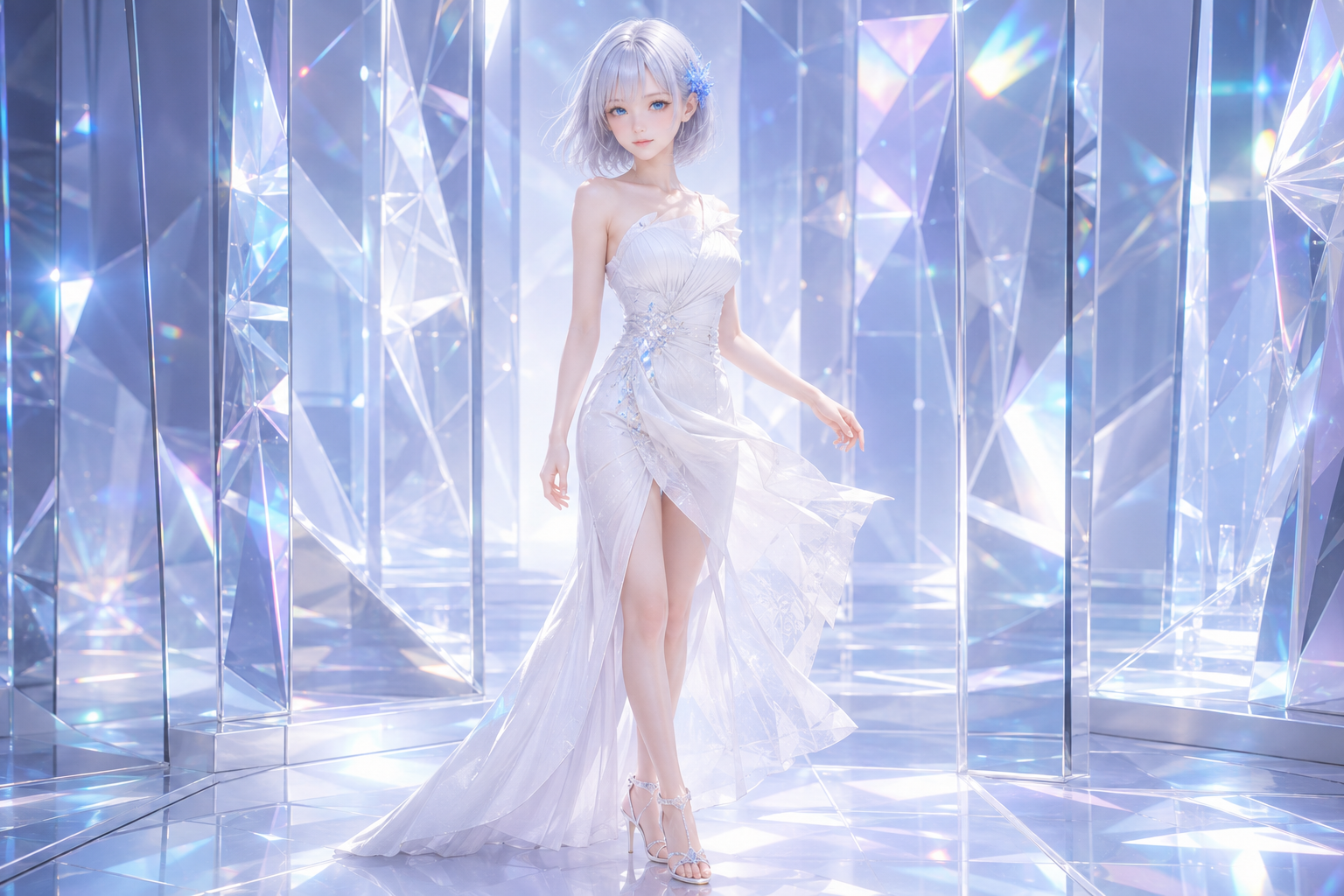 プリズムの光の中でポーズを取るLAPIS