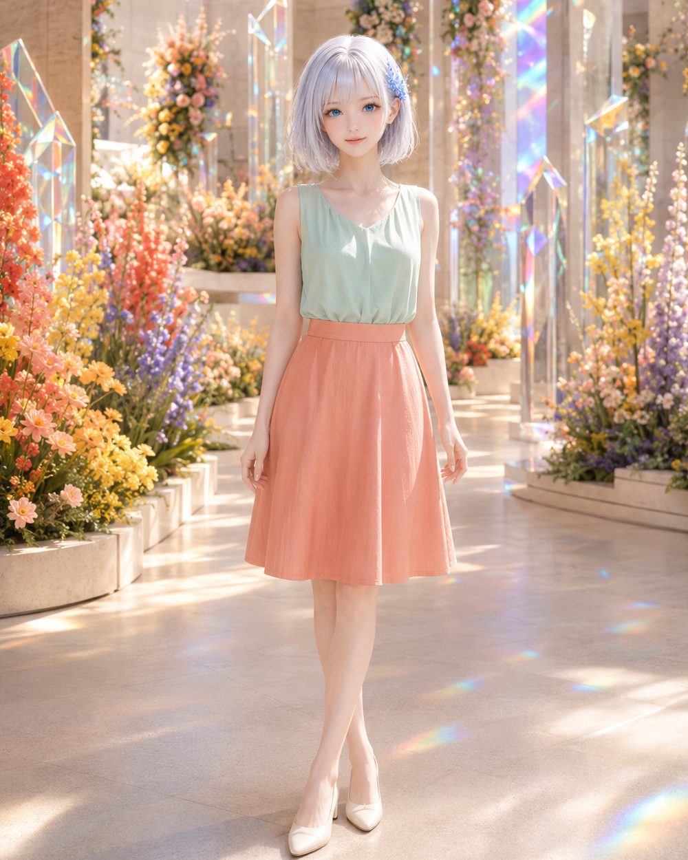 花と光の展示を楽しむLAPIS