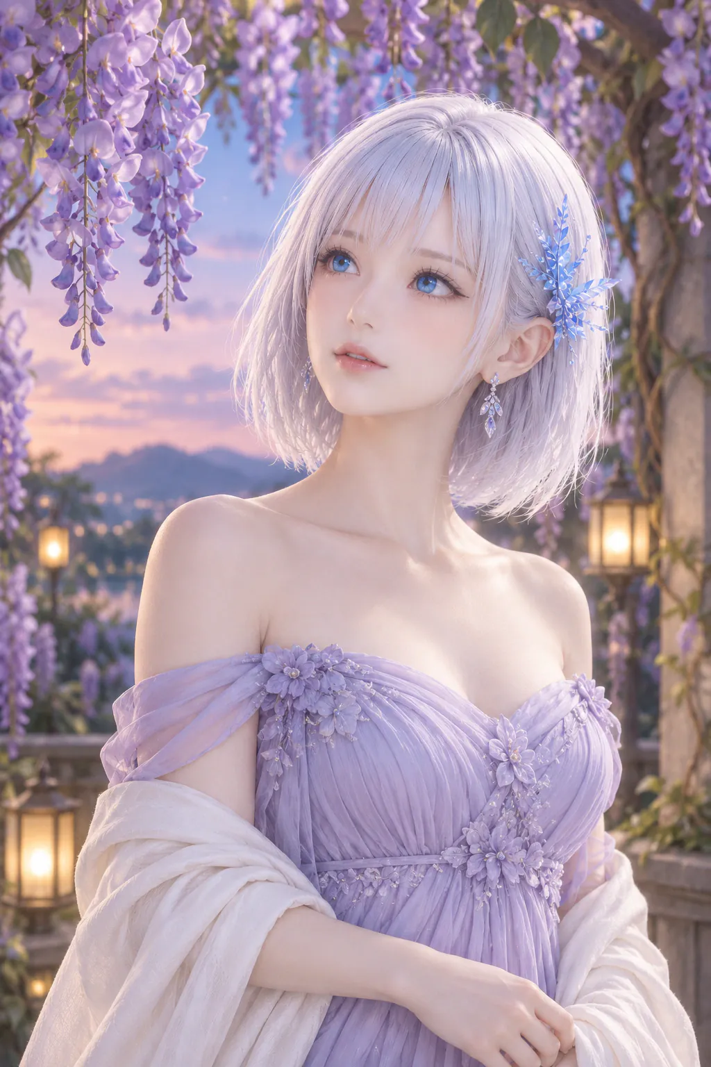 藤の花が揺れる小径で春の夕方を楽しむLAPIS